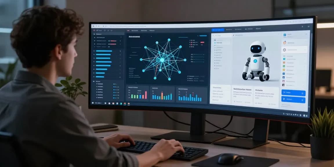 Imagem ilustrativa de um painel de controle de software como serviço (SaaS) de IA, focando em APK para filmes.