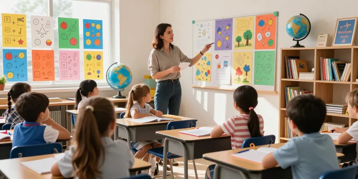 Poster Printers for schools enhancing learning with vibrant educational posters in a lively classroom.