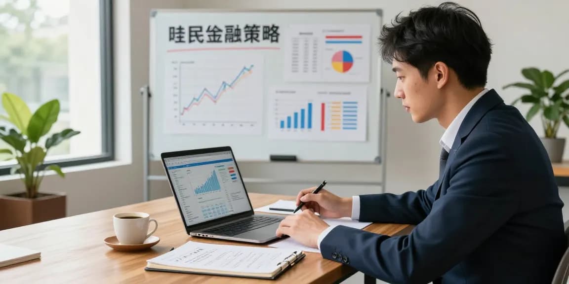 Entrepreneur analyzing market data on laptop in professional office, focusing on seller financing business strategies.