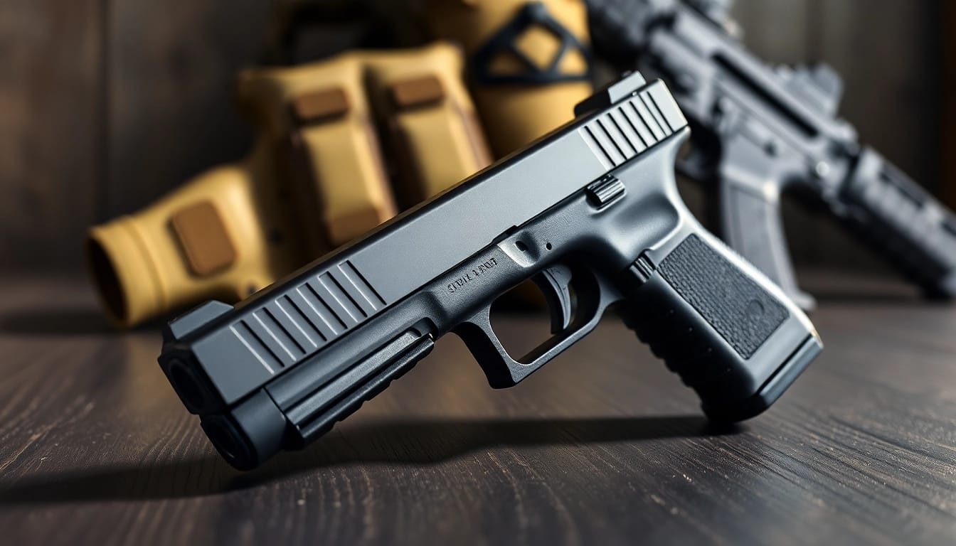 View of a glock 43x mos showcasing its sleek design and optics-ready features.