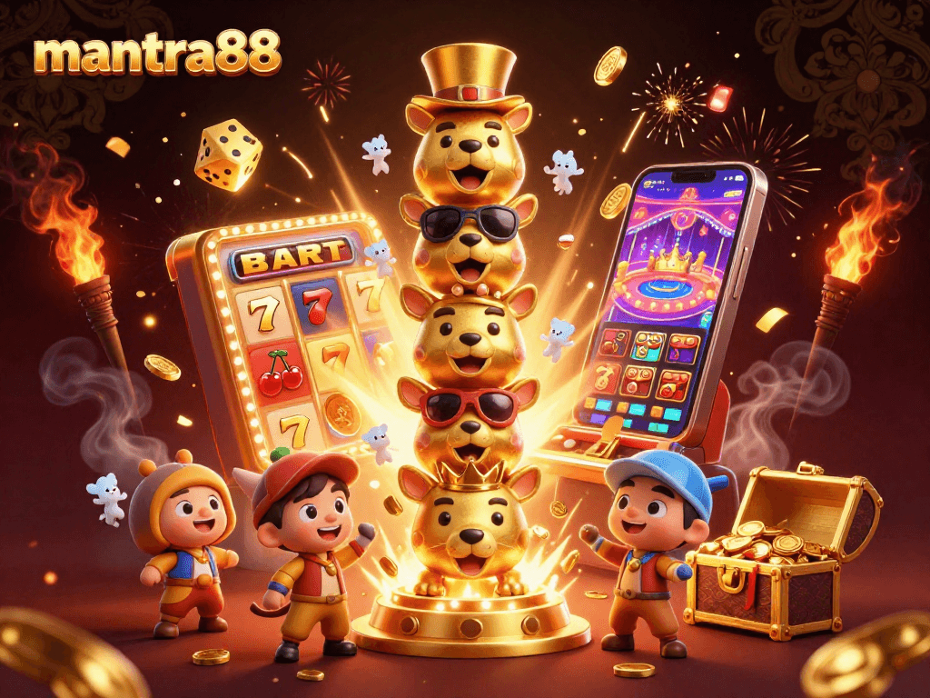 Experience the thrill of mantra88 with a vibrant jackpot explosion scene full of animated casino action.