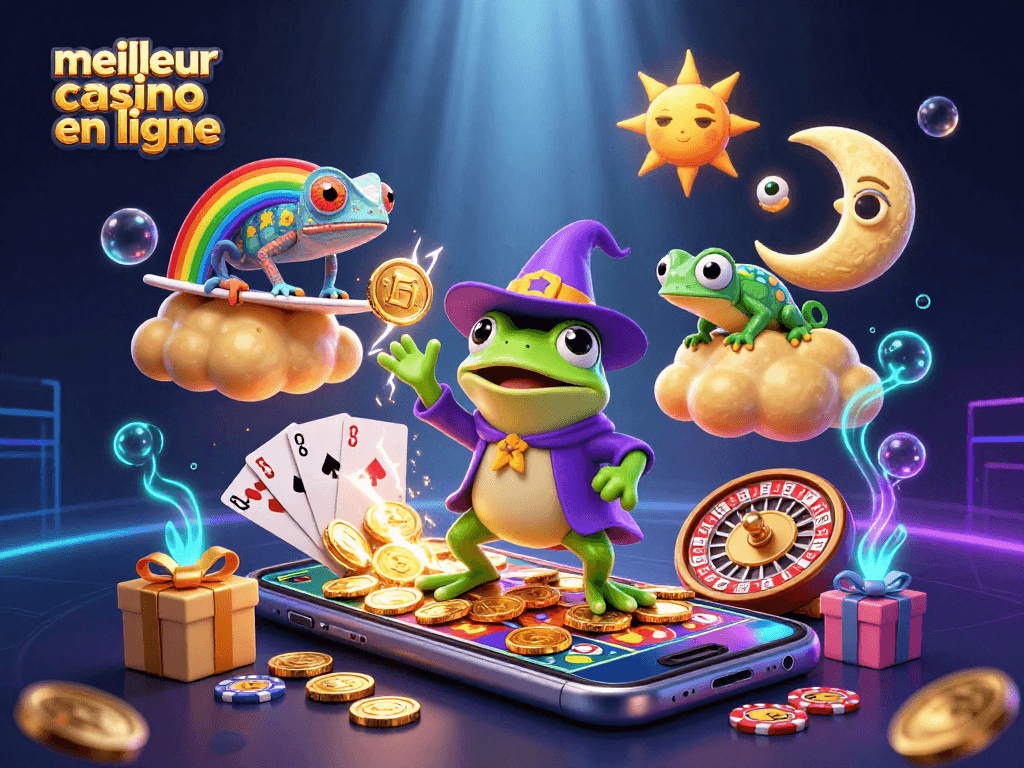 Jouez dans le meilleur casino en ligne avec des personnages colorés, des pièces d'or et des jeux dynamiques.