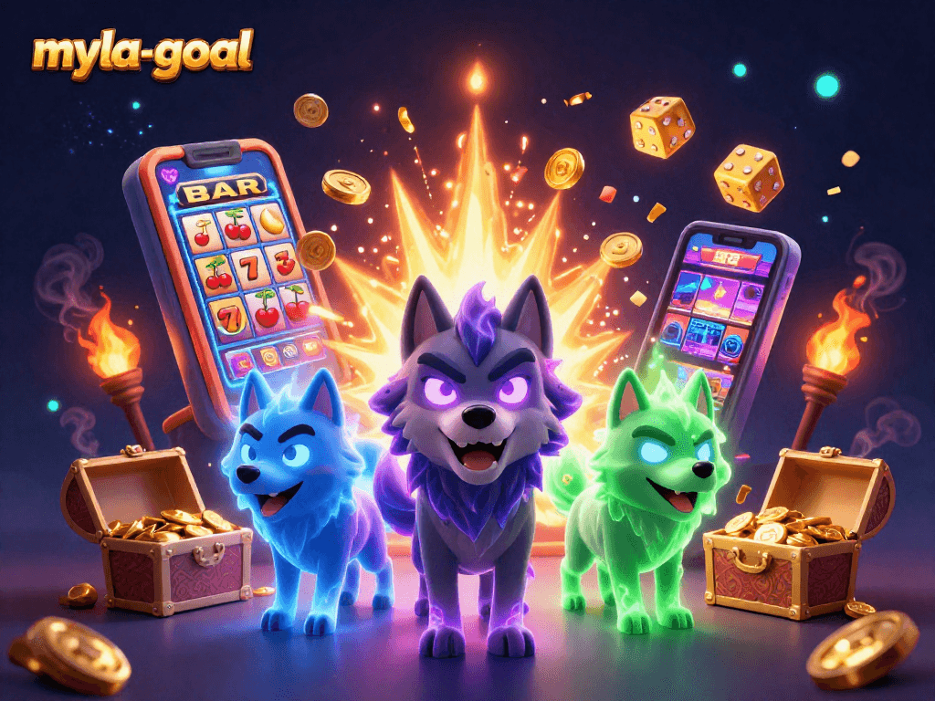 Experience the thrill of myla-goal with a vibrant 3D gaming scene showcasing a jackpot explosion!