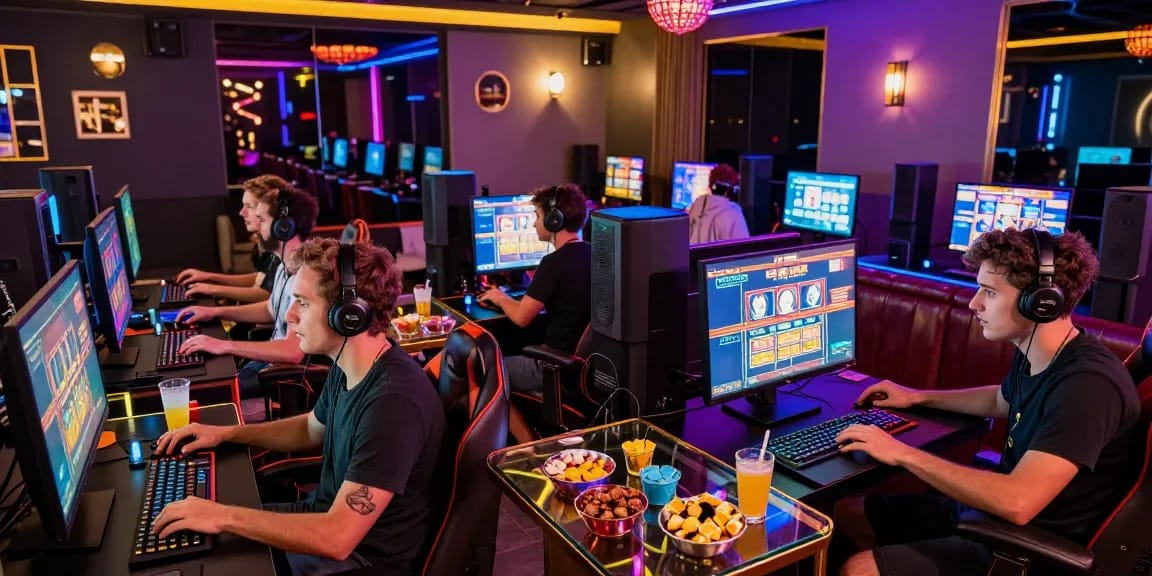 Permainan slot online LUXURY777 di ruang permainan mewah dengan suasana penuh semangat dan kegembiraan.
