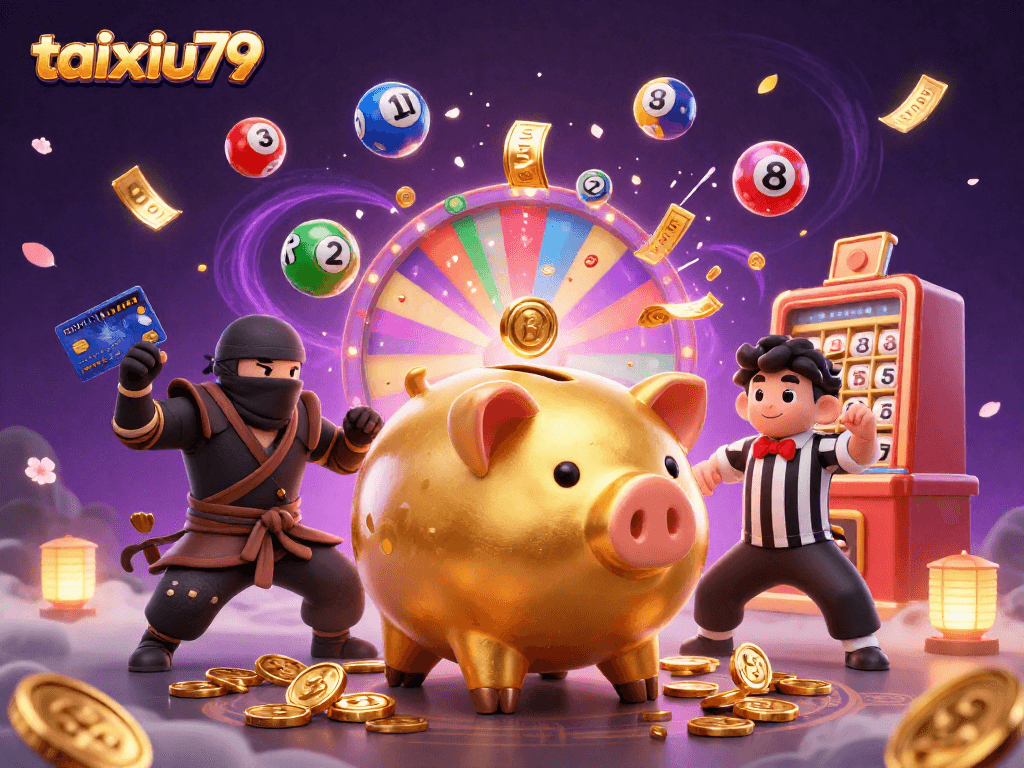 Experience thrilling gameplay with taixiu79's sumo wrestler, ninja, and samurai, amidst dynamic casino elements
