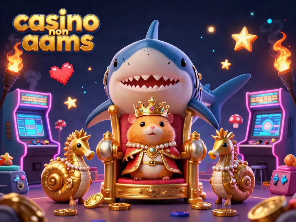 Immagine di un re criceto d'oro in un casinò non AAMS, circondato da divertenti elementi di gioco.