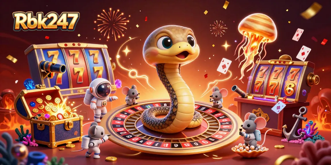 Rbk247 showcases an exciting 3D scene with a Saturn ring snake and astronaut mice engaging in thrilling casino action.