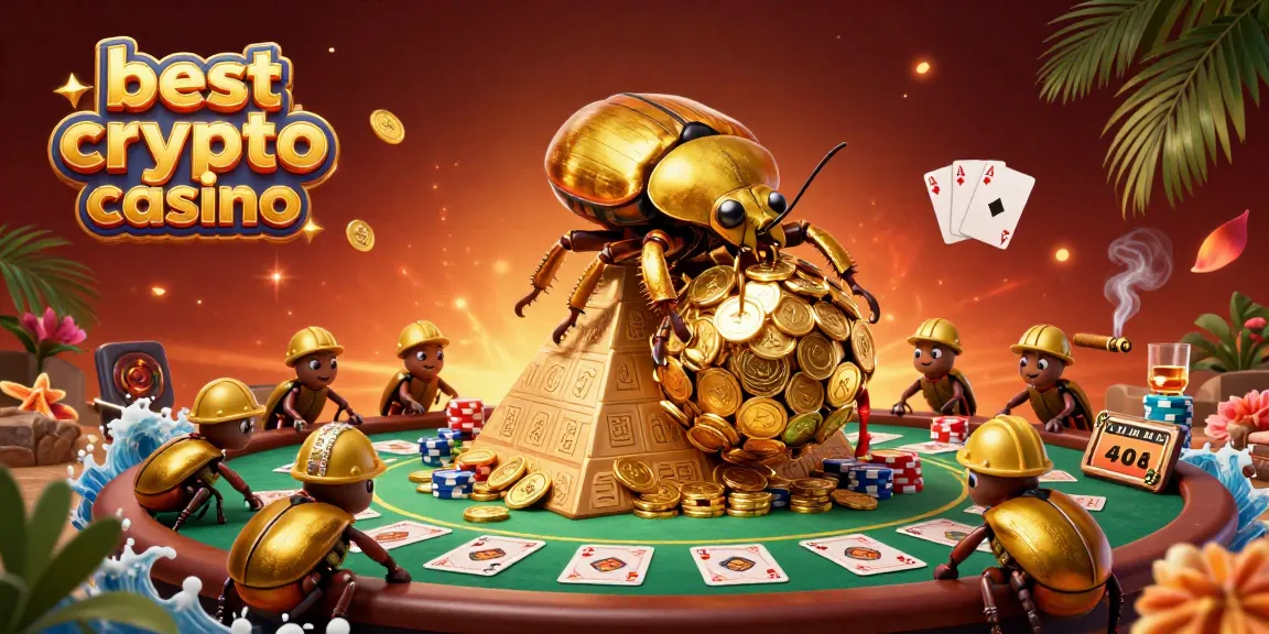 Découvrez le meilleur crypto casino avec des personnages captivants sur une pyramide d'or.