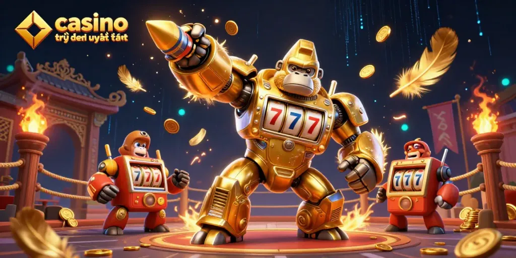 Chơi casino trực tuyến uy tín nhất với robot gorilla vàng và những vòng quay may mắn