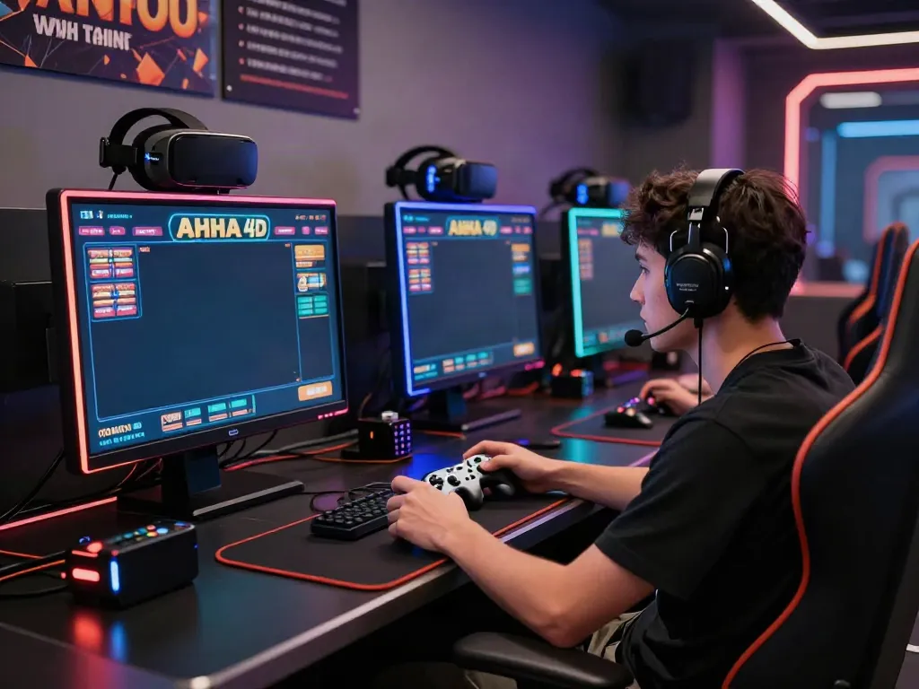 Player enjoying AHHA 4D online gaming experience with vibrant visuals