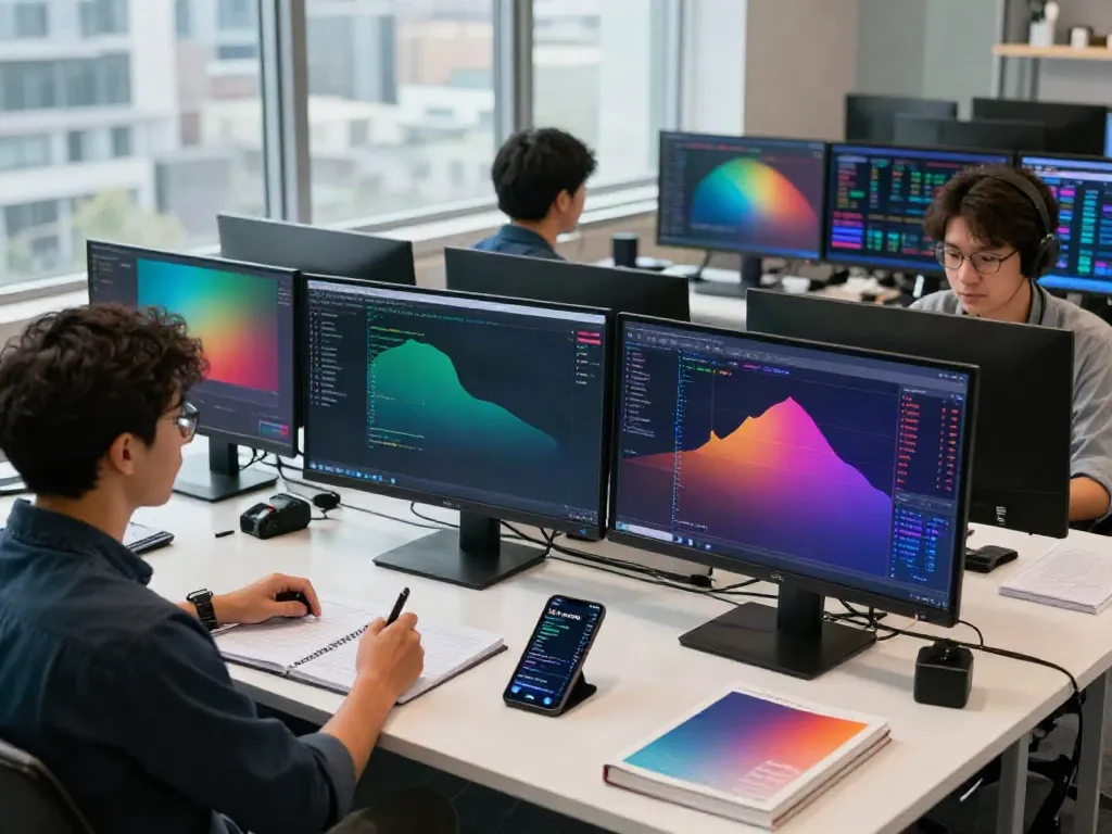 Traders using TradingView charts and tools in a modern workspace