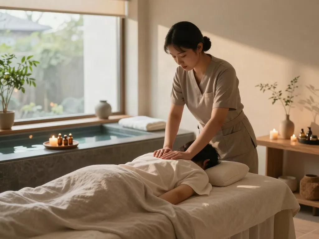 Relaxing 인천출장마사지 session by a professional therapist in a serene wellness environment.