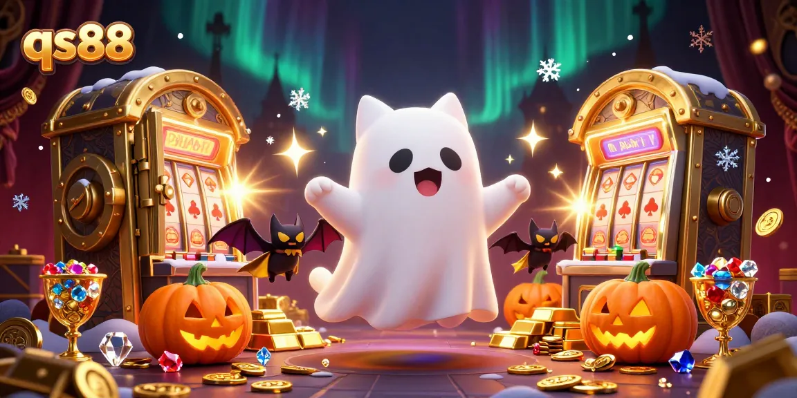 Experience the thrill of qs88 with a friendly ghost cat in a haunted casino bursting with treasures.