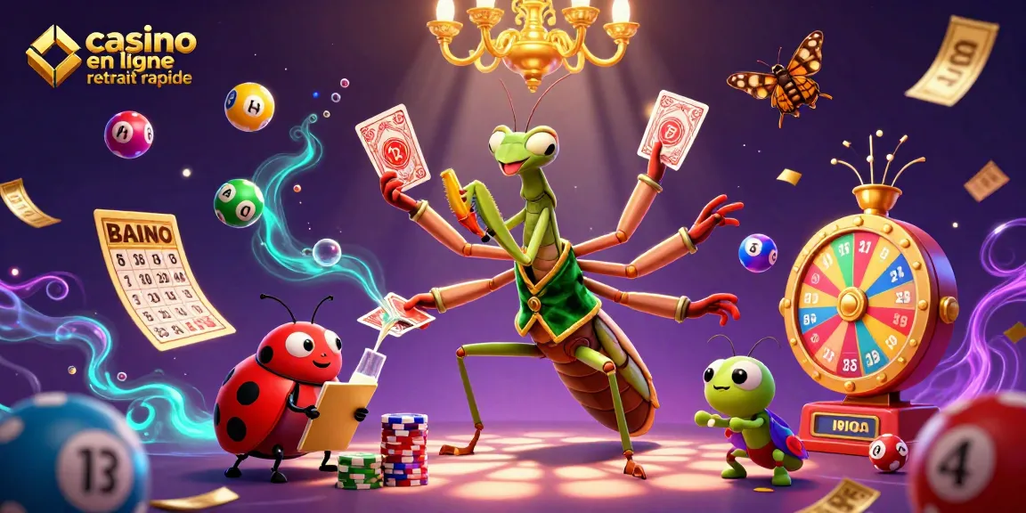 Admirez l'illustration animée "casino en ligne retrait rapide" avec un cambrioleur et son casino dynamique.