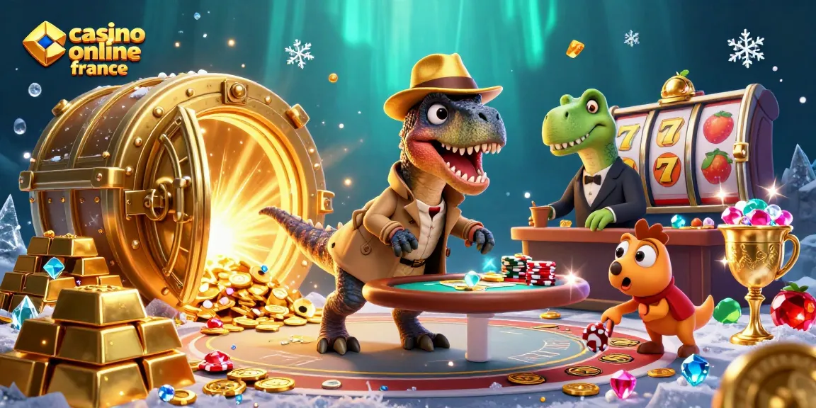 Profitez de l'action au casino en ligne en France avec un velociraptor cartomancien, un pit boss stégosaure et un compy voleur.