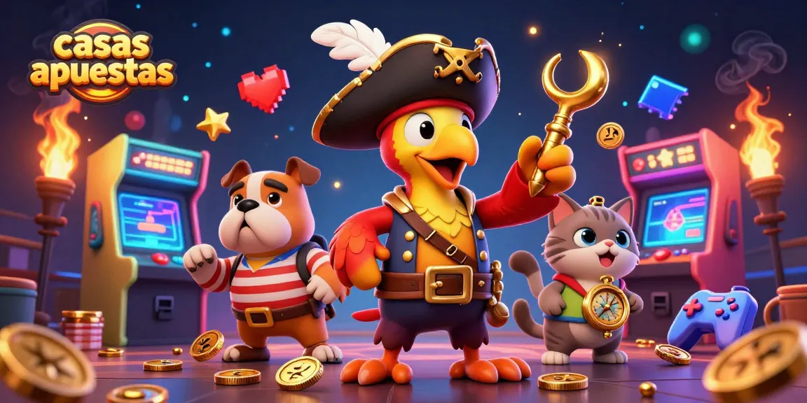 Captura la emoción de las casas de apuestas con un divertido capitán, un bulldog y un gato en una escena colorida