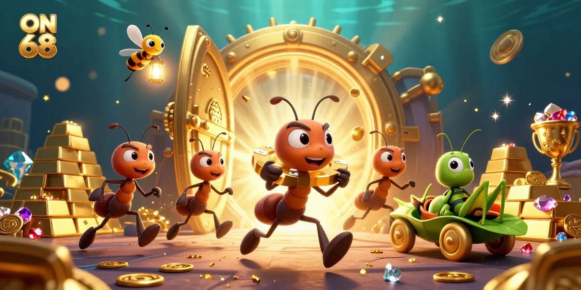 Join the heist team in the vibrant ON 68 casino scene, complete with treasure and excitement.