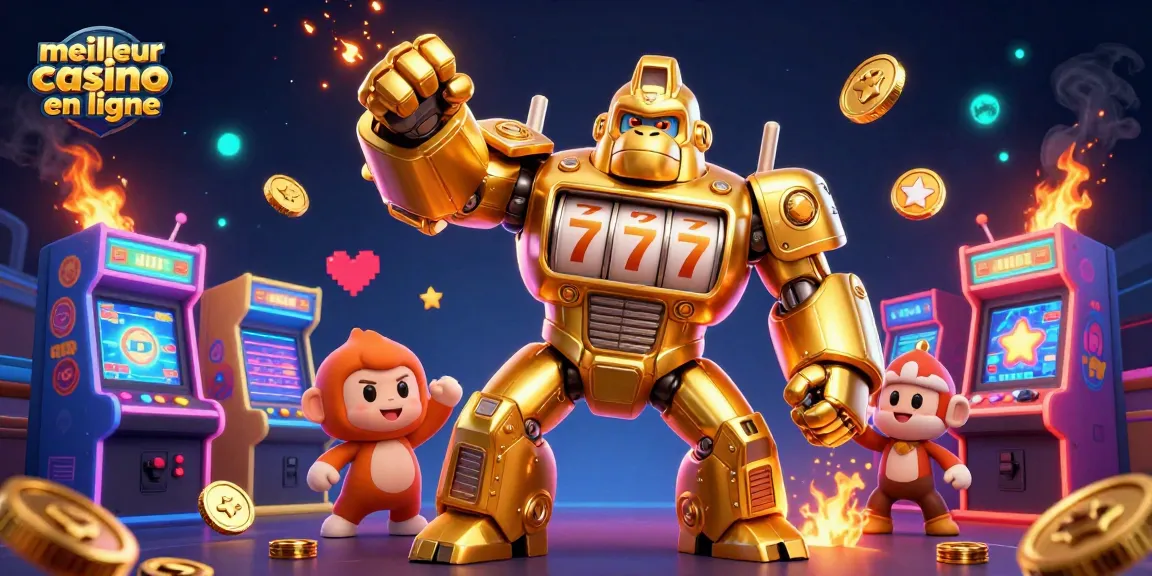 Gagnez au meilleur casino en ligne grâce à un gorille mech doré inspiré des machines à sous.