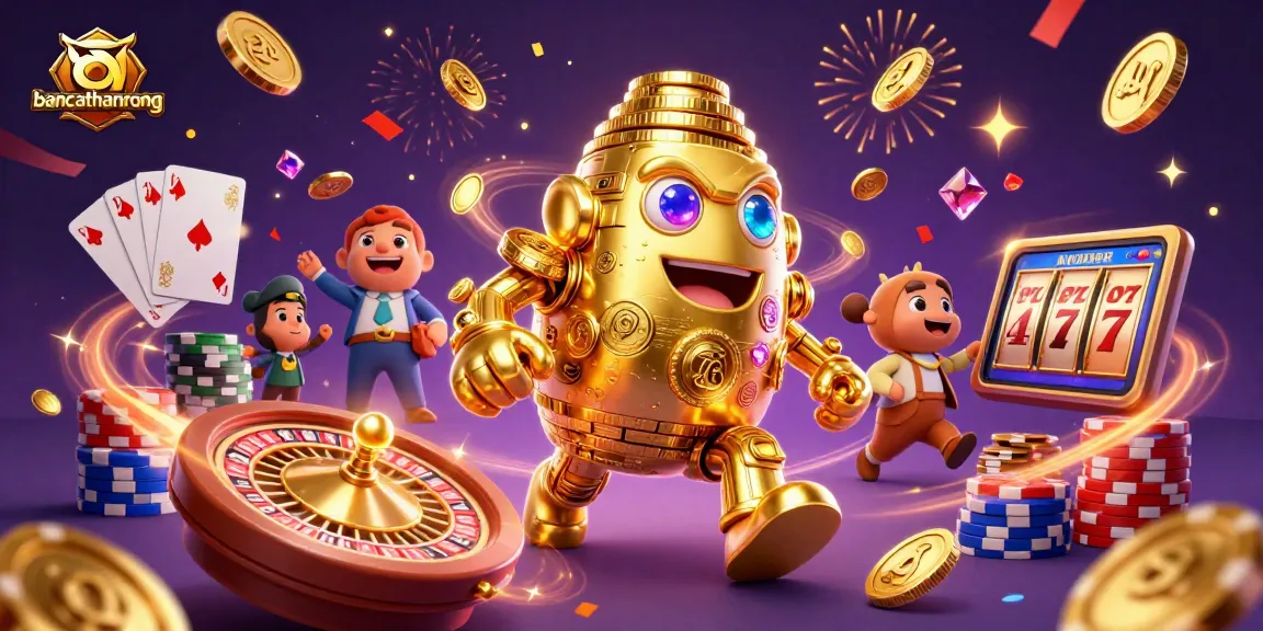 Experience the thrilling action at bancathanrong with shimmering coins and vibrant casino elements.