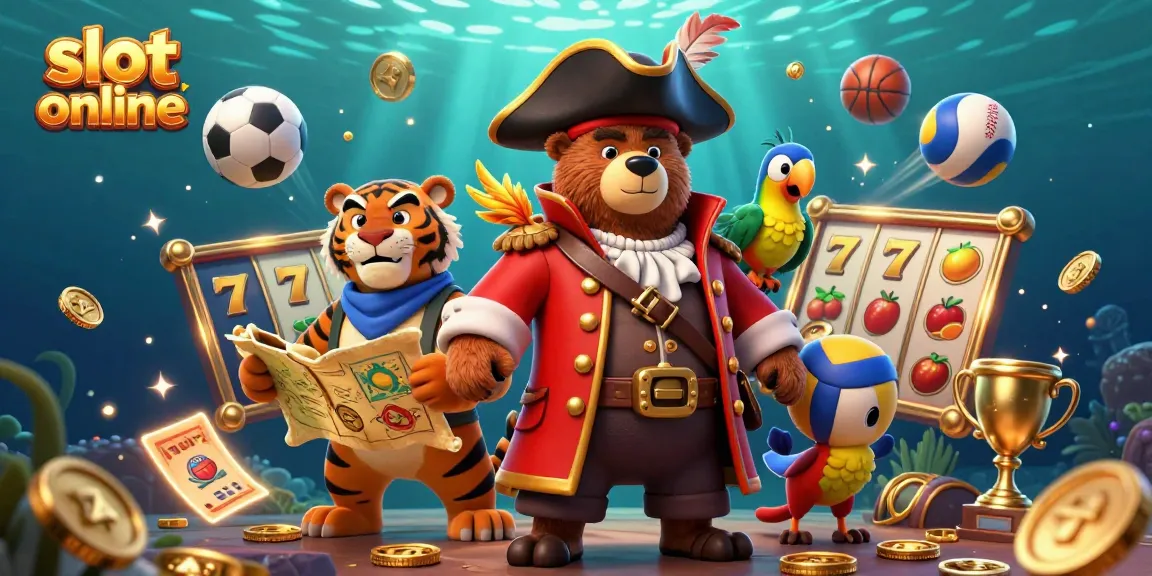Experience the thrill of slot online with a dynamic illustration featuring jackpot elements and vibrant characters.