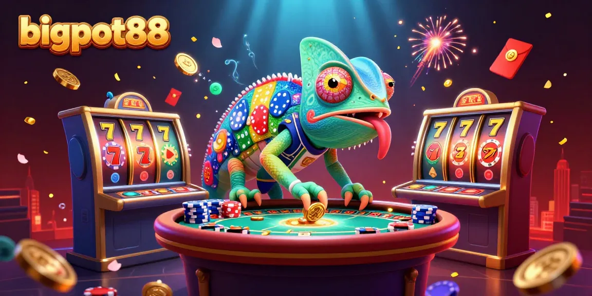 Experience the excitement with bigpot88, where players engage with vibrant casino elements in a golden atmosphere.