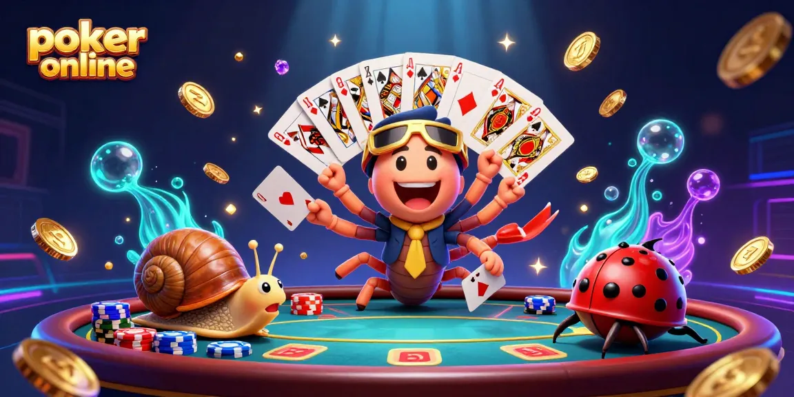 Jouez au poker en ligne avec une scène dynamique illustrant un croupier unique et des joueurs passionnés.