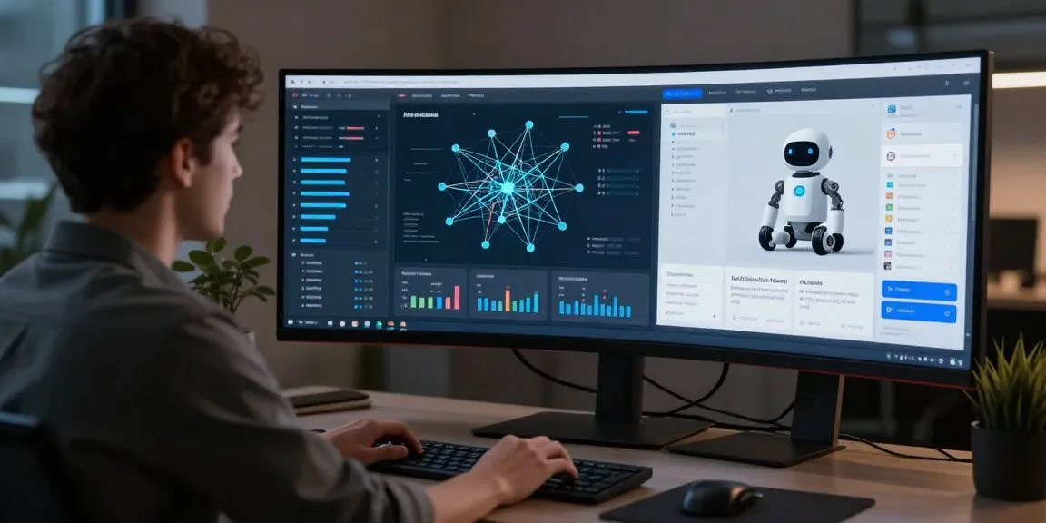 Imagem ilustrativa de um painel de controle de software como serviço (SaaS) de IA, focando em APK para filmes.