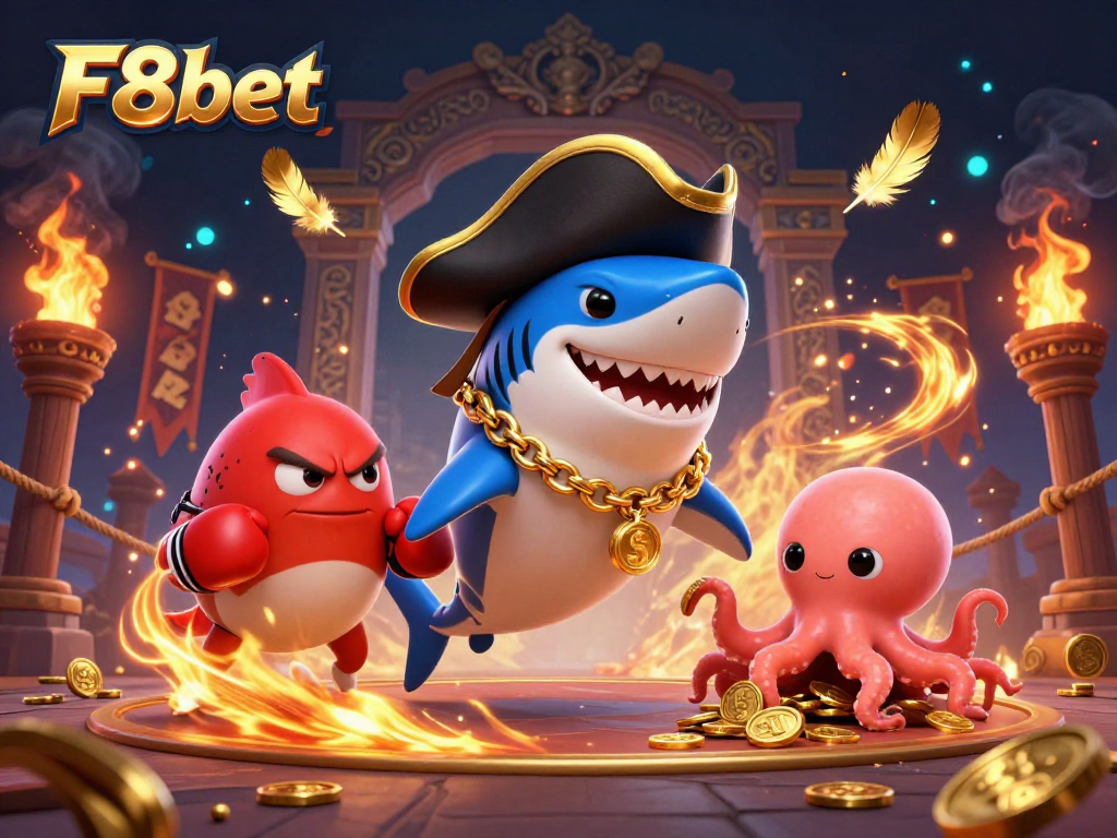 Engage with F8bet's dynamic gaming experience featuring vibrant characters and exciting casino elements.