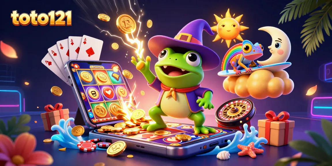 Immerse in thrilling gameplay with toto121's cartoon wonders of coins, chameleon, and casino charm.