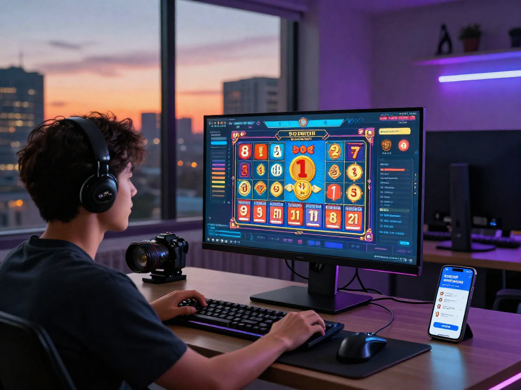 Dewatogel online gaming set-up with vibrant lottery numbers displayed on a high-resolution monitor.