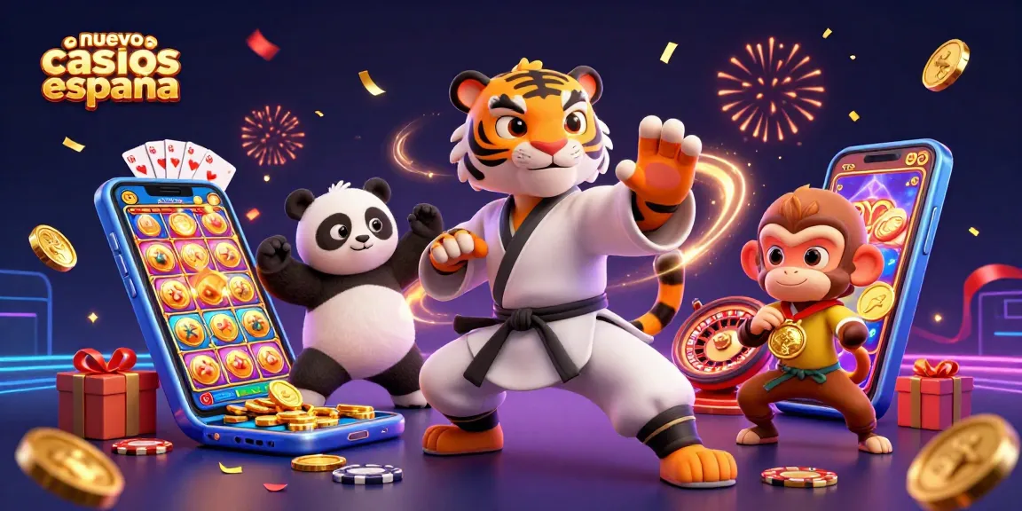 Disfruta de los nuevos casinos España mientras la panda y el tigre compiten en un juego vibrante.