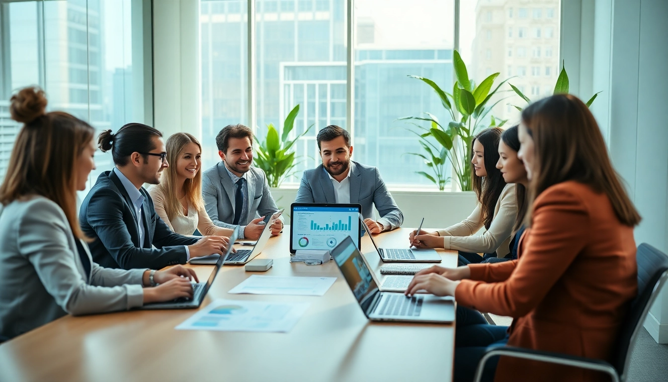 Evaluate the best business mobile providers UK with professionals in a meeting.