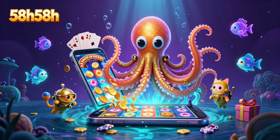 Aposte no 58h58h enquanto o kraken colossal e o gato mergulhador interagem em um mundo subaquático vibrante.