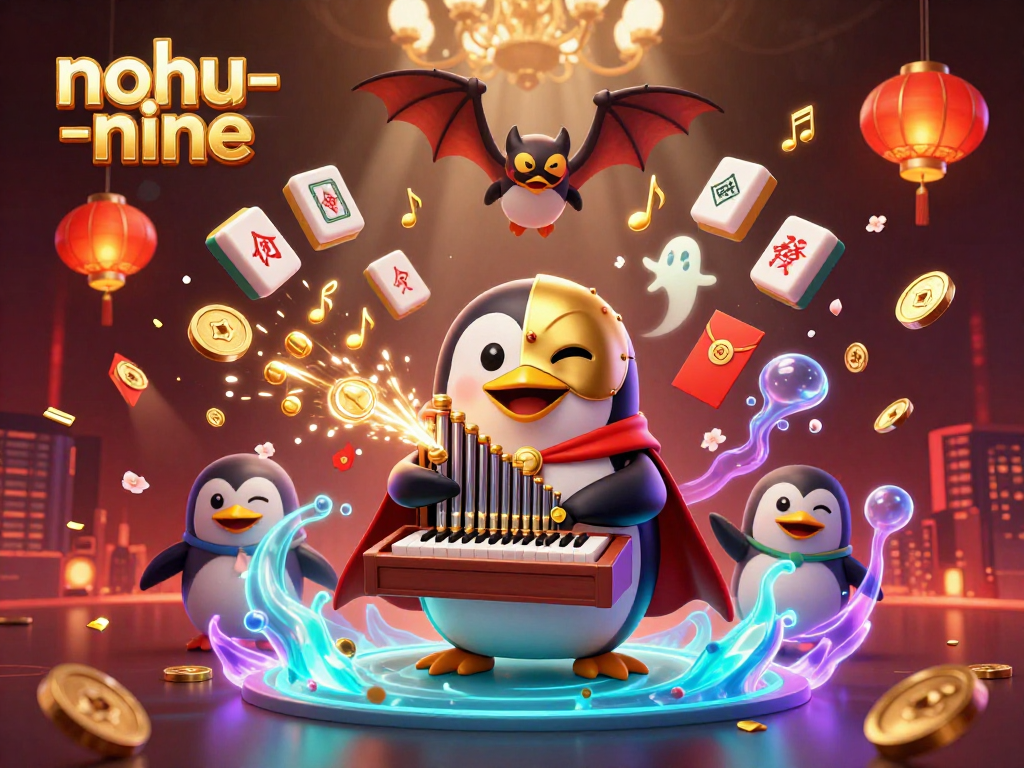 Nohu-nine: Enjoy thrilling gameplay with a phantom opera penguin in a lively casino scene