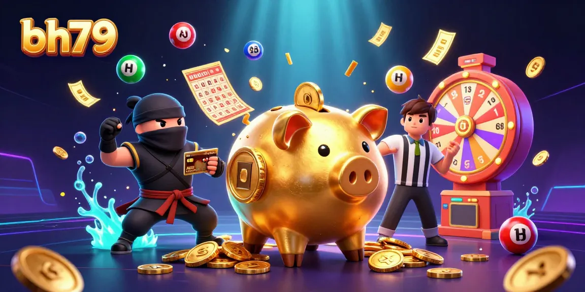 Experience thrilling gaming action with bh79’s dynamic illustration of a sumo wrestler and vibrant casino elements.