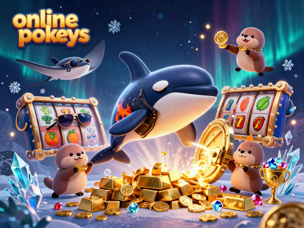 Engage with online pokies through a vibrant 3D scene featuring lively sea creatures and vibrant casino elements.
