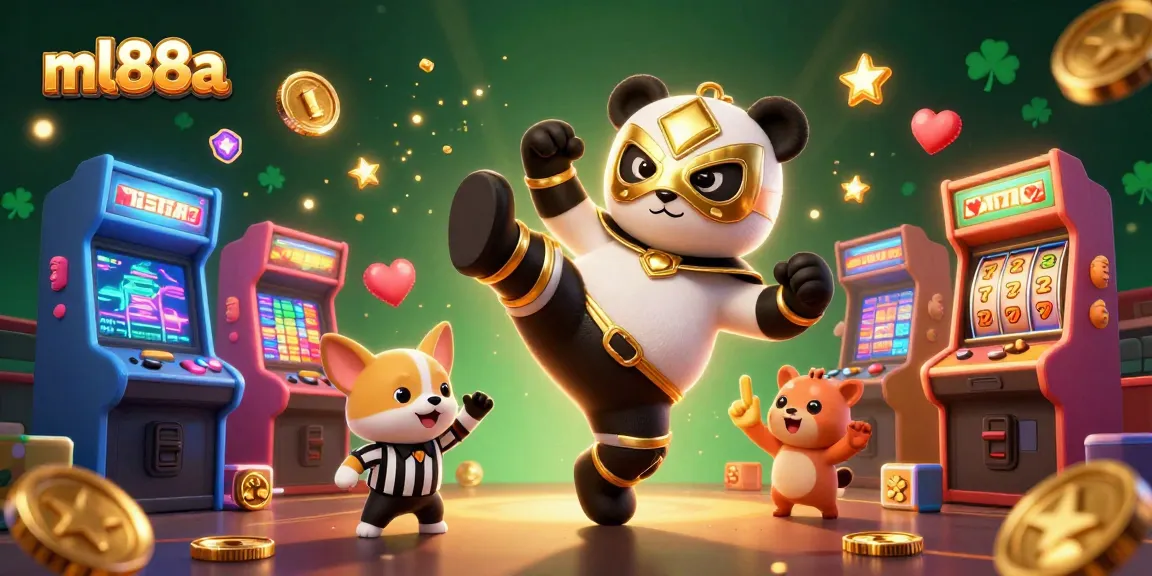 Engage in thrilling slots action with ml88a's vibrant animated characters and casino elements.