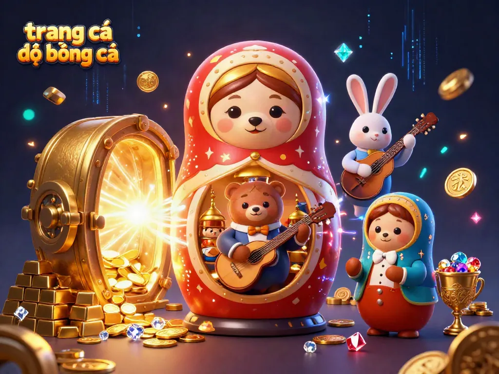 Cá cược trên trang cá đọ bóng đá với hình ảnh các nhân vật vui nhộn và kho báu vàng lấp lánh.
