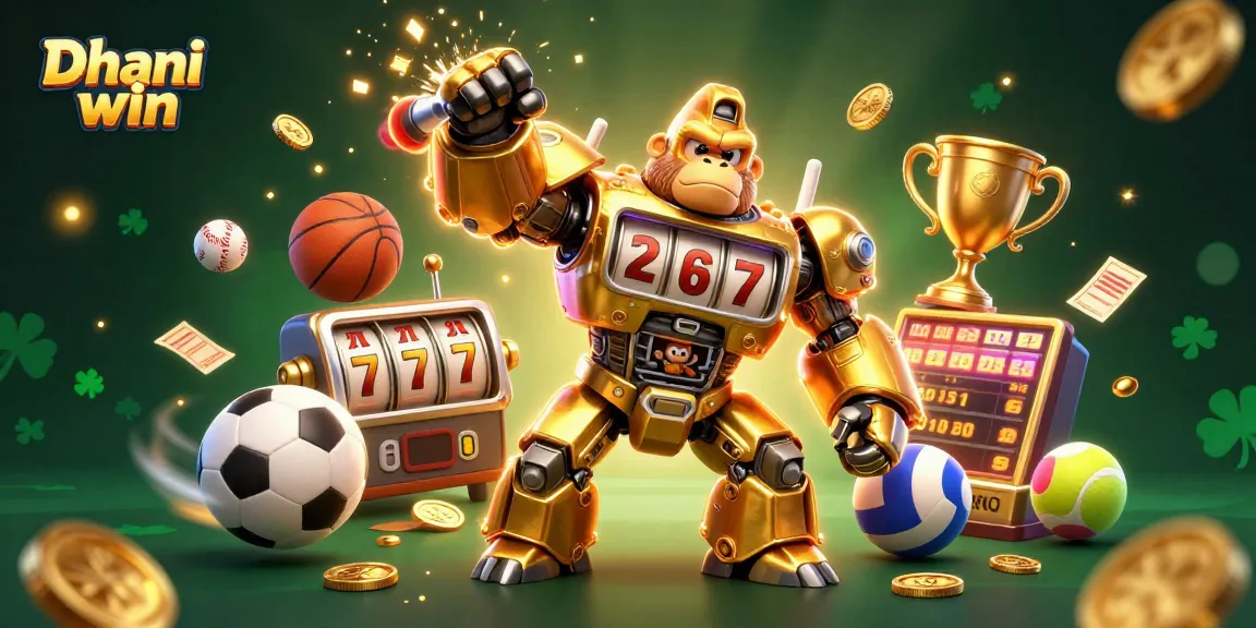 Dhani win gorilla mech gaming action, showcasing thrilling slots and sports elements.