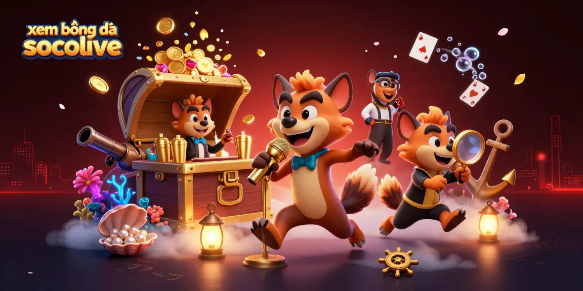 Experience xem bóng đá socolive in this vibrant casino-themed illustration featuring hyenas in a dynamic scene.