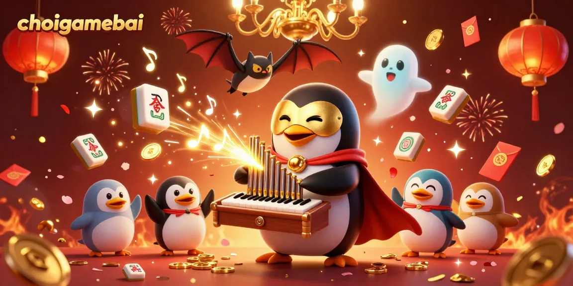 Experience immersive gameplay at choigamebai with a lively 3D casino scene featuring golden coins and festive elements.