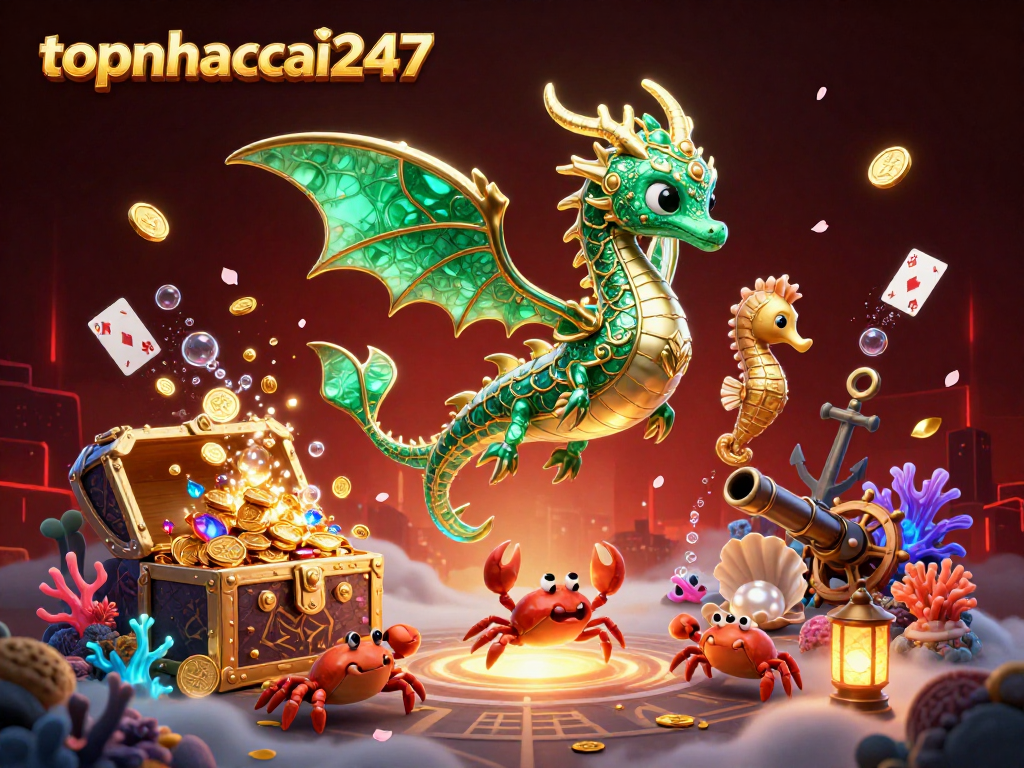 Experience thrilling action with topnhacai247 featuring a royal seahorse and treasure-filled underwater adventure.