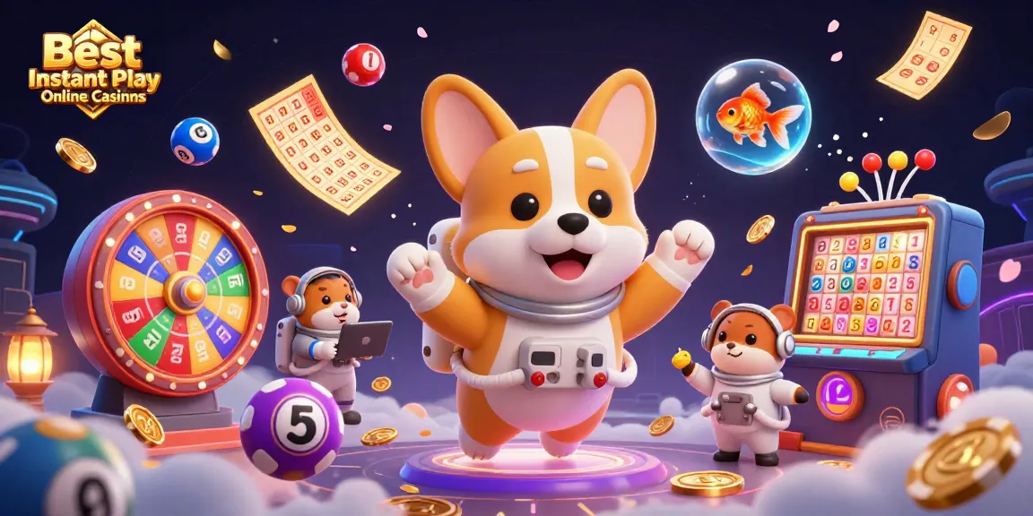 Experience fun at the Best Instant Play Online Casinos with lively gaming characters and vibrant casino elements.