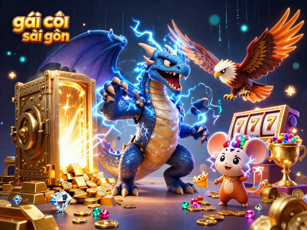 Experience the thrill of gambling with gái gọi sài gòn amidst dynamic 3D characters and colorful casino elements.