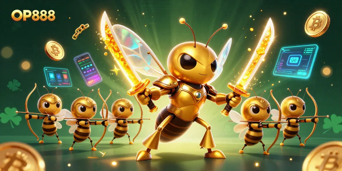 Experience the thrill of OP888 with dynamic gambling elements and vibrant characters in a rich 3D illustration.