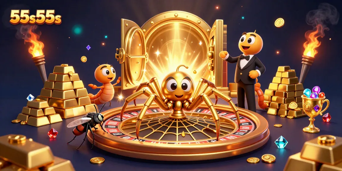 Ospede em 55s55s e aposte na roleta da aranha dourada em um cenário vibrante e rico.