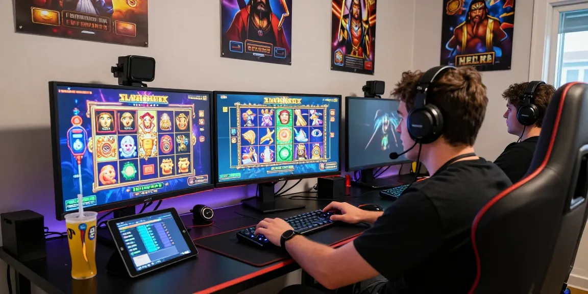 Engaging gaming setup showcasing situs raja with vibrant Zeus slot graphics and modern gaming atmosphere.