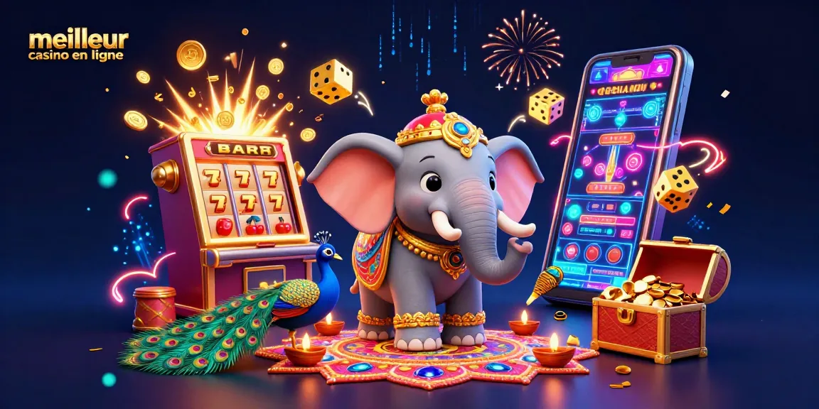 Profitez des plus grands gains dans un meilleur casino en ligne avec un éléphant et un paon animés.