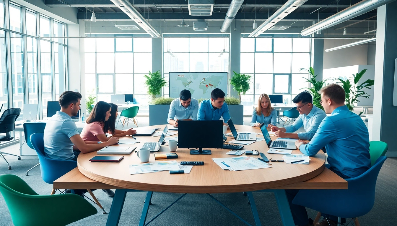 Innovative workspace showcasing a branding agency Melbourne team brainstorming creative strategies.