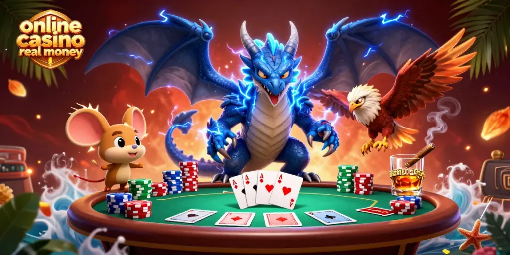 Experience the thrill of playing at an online casino real money featuring dynamic casino characters and elements.